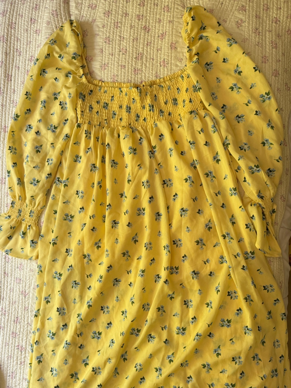 WeWoreWhat Yellow Floral Smocked Dress